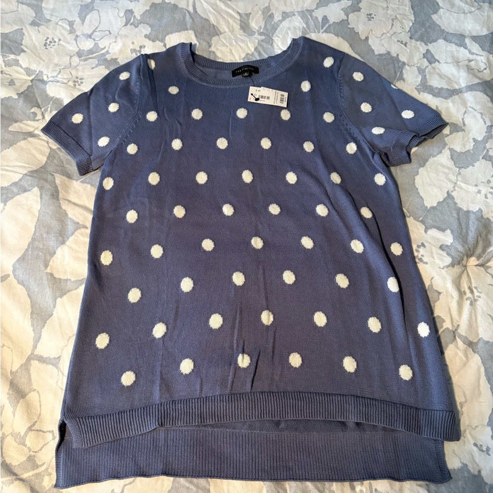 The Limited Purplish and White Polka Dot Sweater